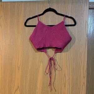 Princess Polly Magenta Ribbed Crop Top